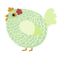 A gluppy and apple chicken with a lace pattern