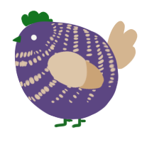A overcast and beige chicken with a bar pattern