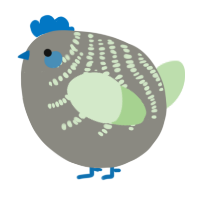 A ash and gluppy chicken with a half-bar pattern