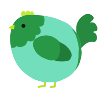 A mint and viridian chicken with a head pattern