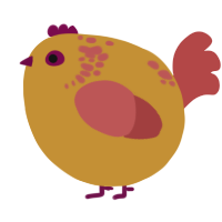 A gold and red chicken with a neck-speckle pattern