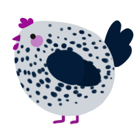 A mist and tumblr chicken with a speckle pattern