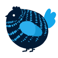 A tumblr and sky chicken with a bar pattern