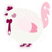 A white and rose chicken with a half-lace pattern
