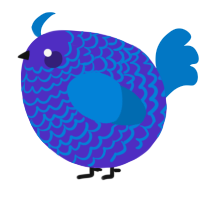 A indigo and sapphire chicken with a lace pattern
