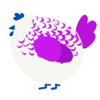 A white and amethyst chicken with a half-lace pattern