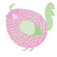 A pink and gluppy chicken with a lace pattern