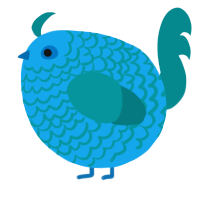A sky and teal chicken with a lace pattern