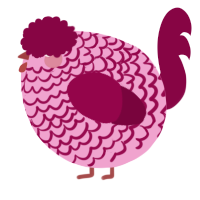 A pink and maroon chicken with a lace pattern