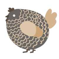 A grey and beige chicken with a lace pattern