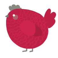 A crimson chicken with a lace pattern