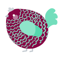 A maroon and mint chicken with a lace pattern