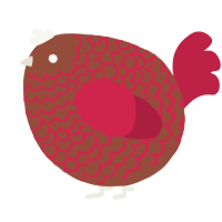 A russet and crimson chicken with a lace pattern