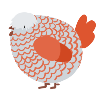 A mist and vermilion chicken with a lace pattern