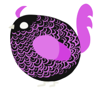 A black and orchid chicken with a double-lace pattern