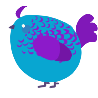 A cerulean and violet chicken with a half-lace pattern