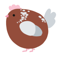 A russet and mist chicken with a neck-speckle pattern