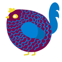 A wine and sapphire chicken with a lace pattern