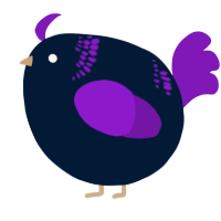 A tumblr and violet chicken with a neck-band pattern