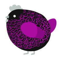 A black and plum chicken with a double-lace pattern