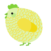 A apple and yellow chicken with a lace pattern