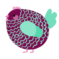 A wine and mint chicken with a lace pattern