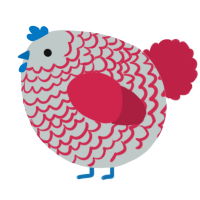 A silver and crimson chicken with a lace pattern