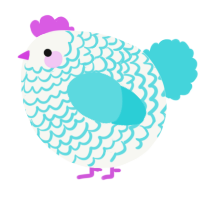 A white and aqua chicken with a lace pattern
