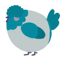 A silver and sea chicken with a head pattern