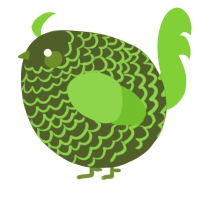 A olive and grass chicken with a lace pattern