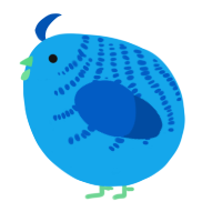 A sky and ultramarine chicken with a half-bar pattern