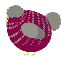A maroon and ash chicken with a bar pattern