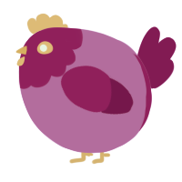 A orchid and fuchsia chicken with a head pattern