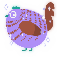A lilac and russet chicken with a bar pattern