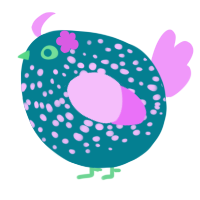 A sea and lavender chicken with a speckle pattern