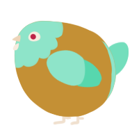 A gold and mint chicken with a head pattern