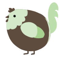 A bark and gluppy chicken with a head pattern