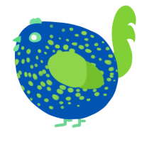 A ultramarine and grass chicken with a speckle pattern