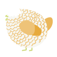 A white and honey chicken with a lace pattern
