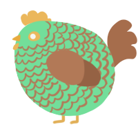 A spring and brown chicken with a lace pattern