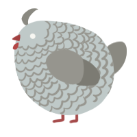 A silver and ash chicken with a lace pattern