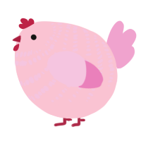 A rose and pink chicken with a bar pattern