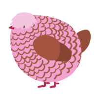 A pink and russet chicken with a lace pattern