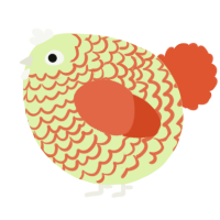 A apple and vermilion chicken with a lace pattern