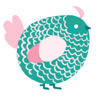 A turquoise and rose chicken with a lace pattern