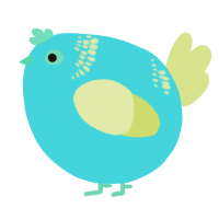 A aqua and lemon chicken with a neck-band pattern