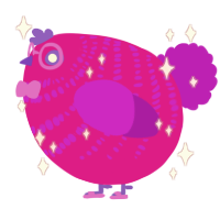 A fuchsia and amethyst chicken with a bar pattern