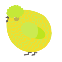 A yellow and lime chicken with a lace pattern