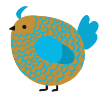 A gold and cerulean chicken with a lace pattern