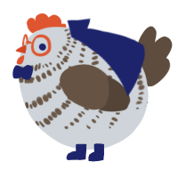 A mist and bark chicken with a bar pattern